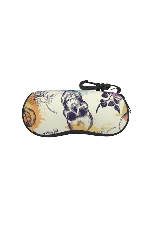 ESASAM Étui à lunettes motif tête de mort - Ultra léger, durable et portable - Parfait pour la maison, la voiture, le sport e