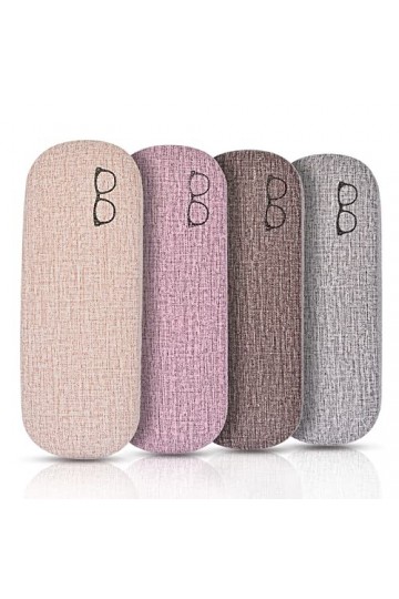 4 Pièces Étuis à Lunettes Rigides en Toile de Lin, Boîte à Lunettes, Pochette Lunettes, Étui de Protection de Lunettes de Sol