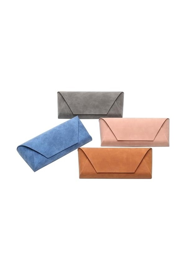FZSECRIU 4 Pièces Etui Lunettes Souple, Rangement Lunettes,Etui Lunettes Cuir, Boite a Lunette, Étuis à Lunettes Femme, Etui