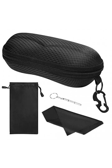 MoKo Étui à Lunettes Semi-Rigide, Boîte à Lunettes de Soleil en EVA avec Crochet en Métal, Étui de Protection pour Lunettes à