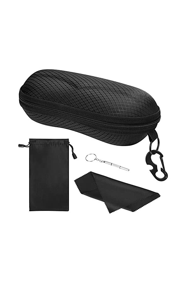 MoKo Étui à Lunettes Semi-Rigide, Boîte à Lunettes de Soleil en EVA avec Crochet en Métal, Étui de Protection pour Lunettes à