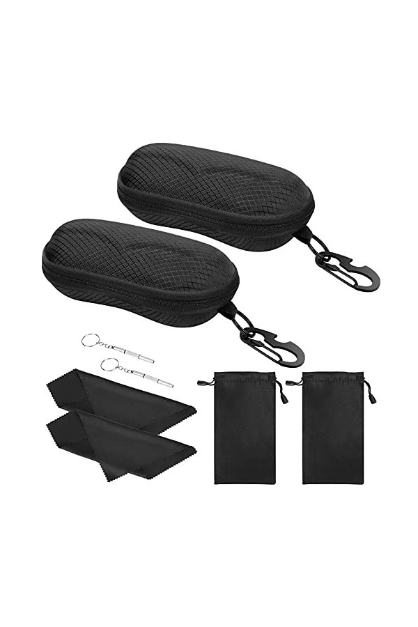 MoKo Étui à Lunettes Semi-Rigide, Boîte à Lunettes de Soleil en EVA avec Crochet en Métal, Étui de Protection pour Lunettes à