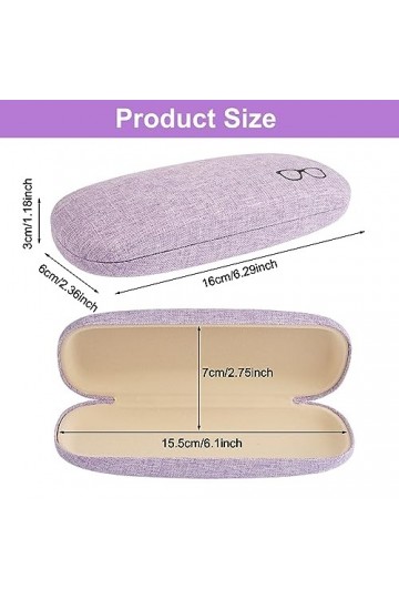 Etui Lunettes Rigide, 4 Pièces Étui à Lunettes Rigide en Toile de Lin, Boite Lunettes Rigide Portable, Étui de Protection pou