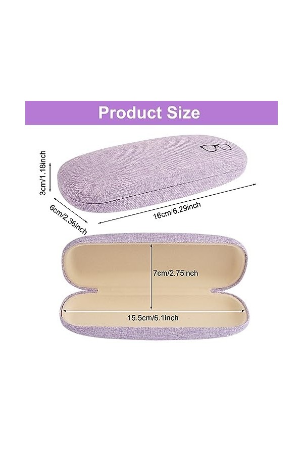 Etui Lunettes Rigide, 4 Pièces Étui à Lunettes Rigide en Toile de Lin, Boite Lunettes Rigide Portable, Étui de Protection pou