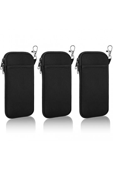 HIFOT 3 Pièces Double Étui à Lunettes, Néoprène Étui Lunettes Souple avec Fermeture éclair, Anti-Rayures Étuis à Lunettes, Sa