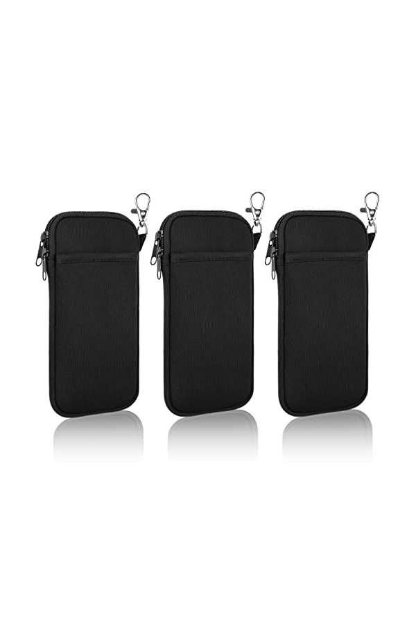 HIFOT 3 Pièces Double Étui à Lunettes, Néoprène Étui Lunettes Souple avec Fermeture éclair, Anti-Rayures Étuis à Lunettes, Sa