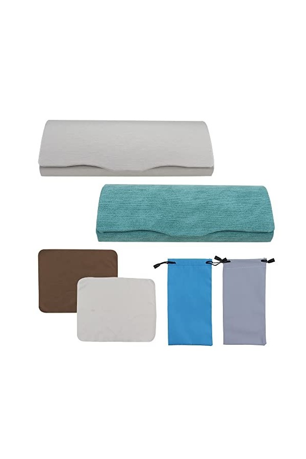 DXLing 2 Pièces Etui à Lunettes Rigide Femme Homme avec Chiffon de Nettoyage pour Lunettes + 2 Pièces Etui Lunettes Souple Bo