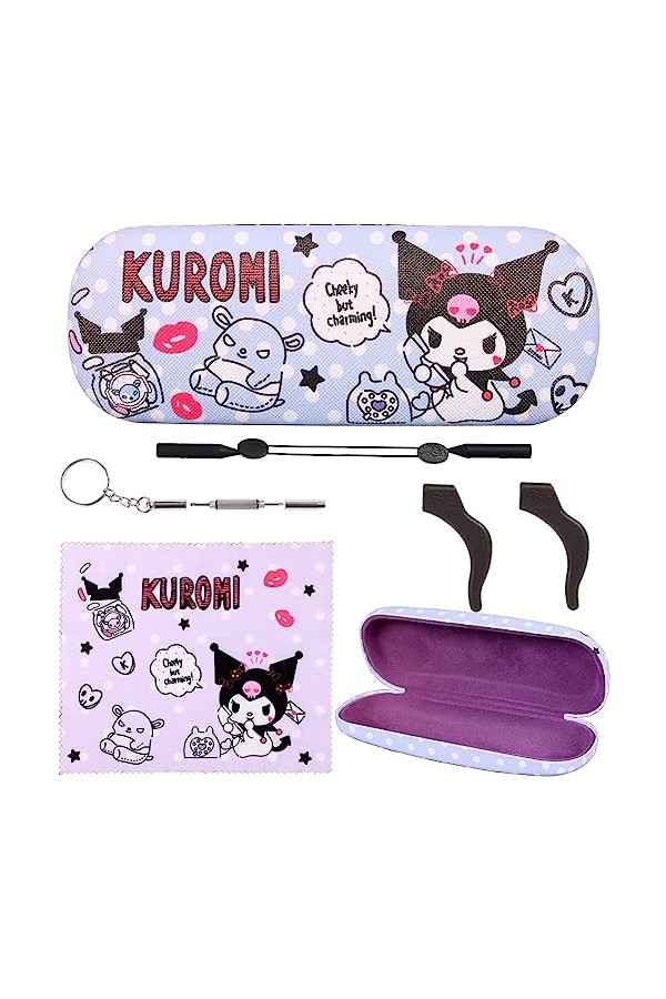 DIKLEY Étui de protection à lunettes avec coque rigide et sangle en tissu pour fille et adolescente, Lot de 5., taille unique