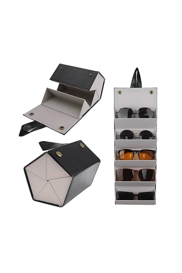 JUMRHFAN Organisateurs de lunettes de soleil Lunettes de voyage Étui Pliable Plusieurs Paires Lunettes Boîte de rangement Por