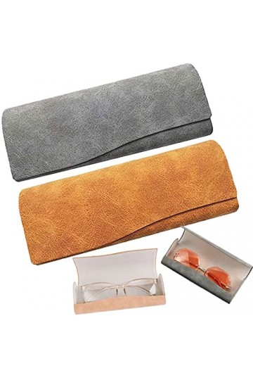 lankai 2 Pièces Étui à Lunettes Rétro Portable, Boîte à Lunettes de Soleilen Cuir, Étui à Lunettes à Fermeture Magnétique Mod