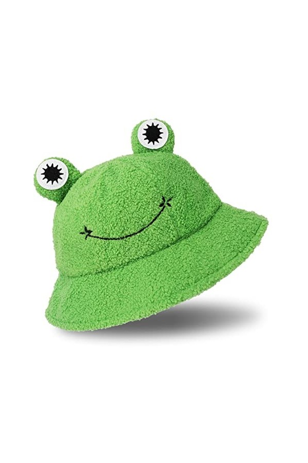 Whaline Chapeau grenouille en peluche - Vert - Pliable - Automne et Hiver - Garde au chaud - Pour adultes et femmes - Pour ac