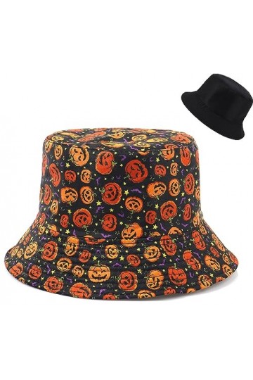 Malaxlx Chauve Souris Citrouille Halloween Bob Femme Chapeau de Pêcheur Chapeau de Soleil Chapeaux de Seau Chapeaux de Visièr