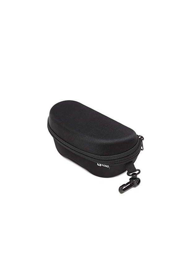 Kono Étui à Lunettes Portable Zippé Rigide EVA Boîte de Protection pour Lunettes de Soleil avec Boucle Noir