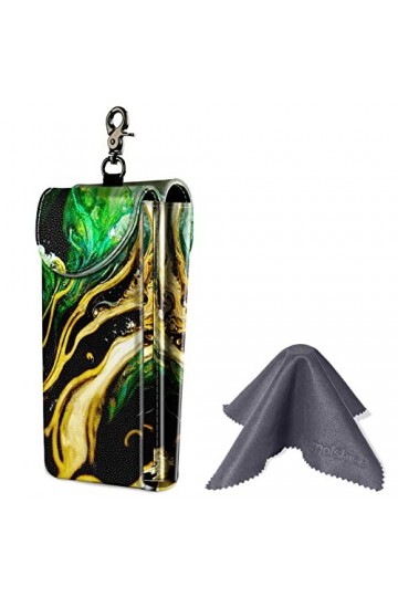 molshine Double étui à lunettes, pochette en cuir végétalien pour lunettes de soleil, lunettes avec chiffon de nettoyage Éme