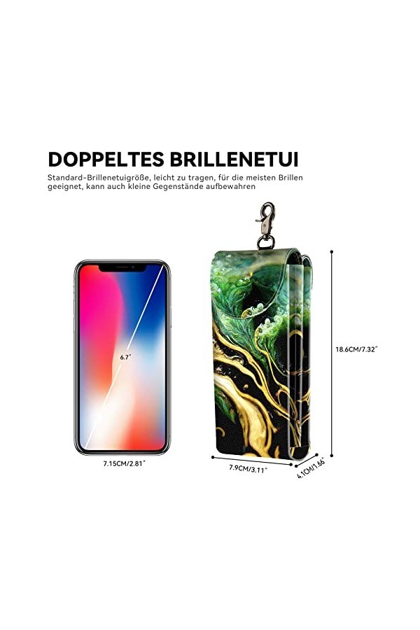 molshine Double étui à lunettes, pochette en cuir végétalien pour lunettes de soleil, lunettes avec chiffon de nettoyage Éme