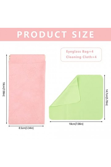 Bekecidi 4 Pièces étui à lunettes Souple, Pochette en cuir pour Lunettes de Soleil avec Chiffon de Nettoyage, étui à Lunettes