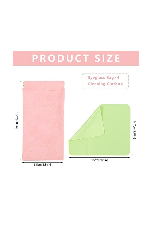 Bekecidi 4 Pièces étui à lunettes Souple, Pochette en cuir pour Lunettes de Soleil avec Chiffon de Nettoyage, étui à Lunettes