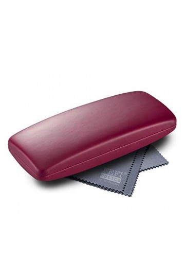 FEFI Étui à lunettes rigide Softtouch avec chiffon de nettoyage en microfibre - Rouge -