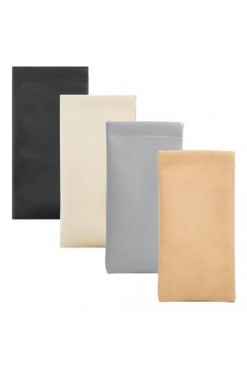 Niuhong 4 Pcs Etui lunettes souple Cuir PU Etui Lunettes Soleil Etui Portable Lunettes Lecture Etui Protection Souple Dames S