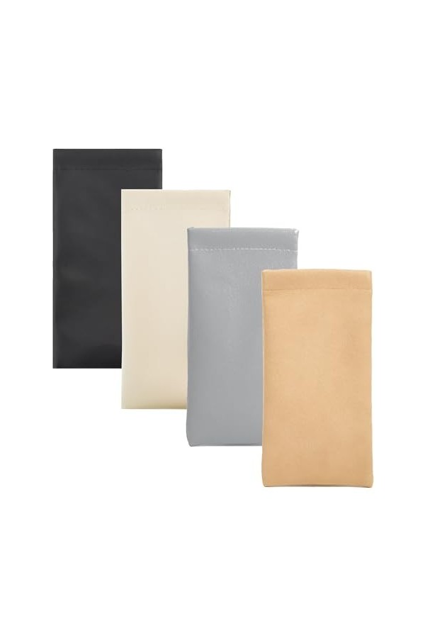 Niuhong 4 Pcs Etui lunettes souple Cuir PU Etui Lunettes Soleil Etui Portable Lunettes Lecture Etui Protection Souple Dames S