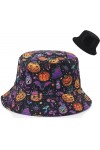 Malaxlx Chauve Souris Citrouille Halloween Bob Femme Chapeau de Pêcheur Chapeau de Soleil Chapeaux de Seau Chapeaux de Visièr