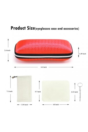 LRZCGB Étui à lunettes portable avec fermeture éclair, nid dabeille, étui de protection pour homme, femme ou enfant - Rouge 