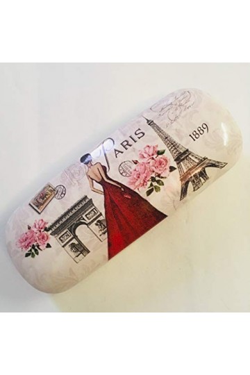 VIANAYA Etui à lunettes Paris tour eiffel - motif paris mode/robe rouge - taille classique