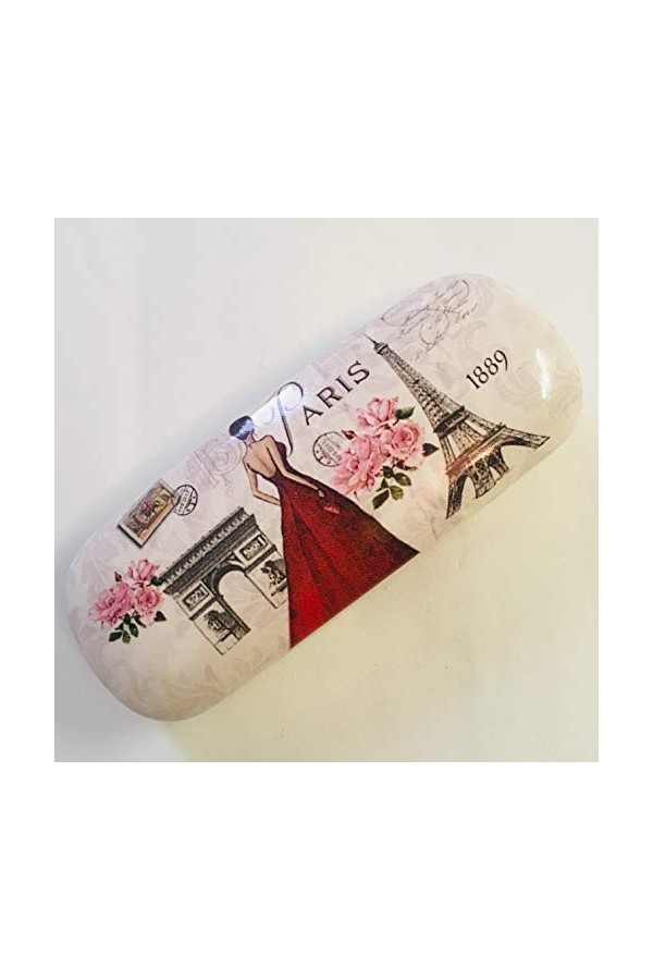 VIANAYA Etui à lunettes Paris tour eiffel - motif paris mode/robe rouge - taille classique