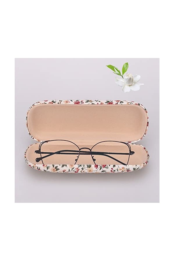 Étui à Lunettes Floral Femmes Étui à Lunettes Rétro Portable Étui à Lunettes Rigide et Mignon Étui à Lunettes Coque Rigide po