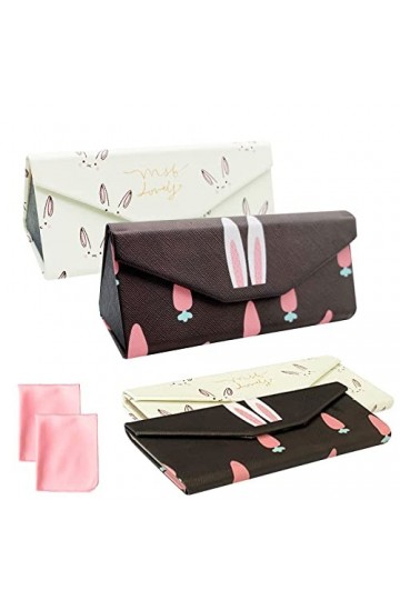 EQLEF Étui à Lunettes Pliable, Triangle Étui à Lunettes Pliable Lapin mignon Portable etui lunettes rigide Boîte à Lunettes d