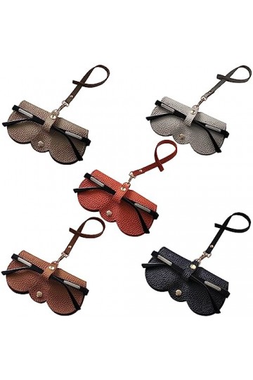 Braleto 5 Pièces Sac à lunettes de soleil en cuir souple, sacs à lunettes avec lanyard Portable organisateur sac à lunettes d
