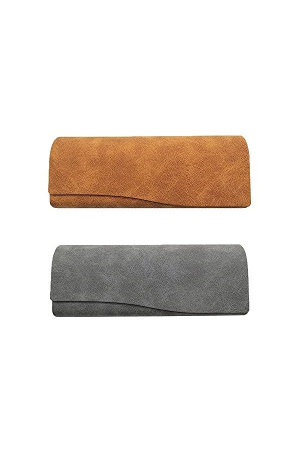 YANJINGHE 2 Pièces Lunettes Etui Lunettes, Boîte à Lunettes Portable, Étui à Lunettes, Coque Extérieure En Cuir Et Aimant Sna