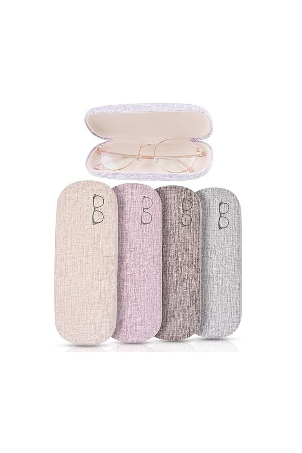 XFLYP Lot de 4 étuis à Lunettes étui Rigide pour Lunettes de Sécurité Sadapte à la Plupart des Lunettes et Lunettes de Solei