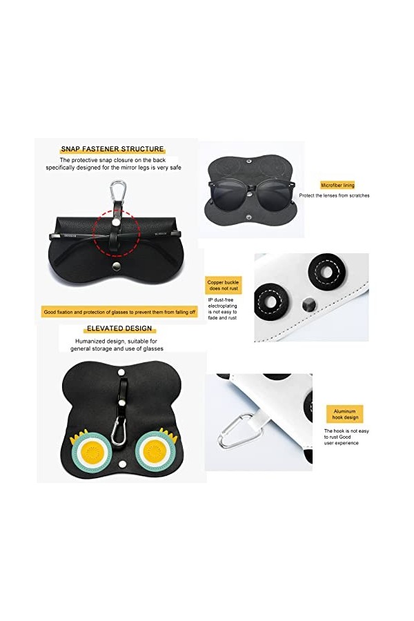 Yiyifor Étui à Lunettes de Soleil, 2 Pièces Sac de Rangement pour Lunettes de Soleil Portable avec Crochet en Métal,Étui à Lu