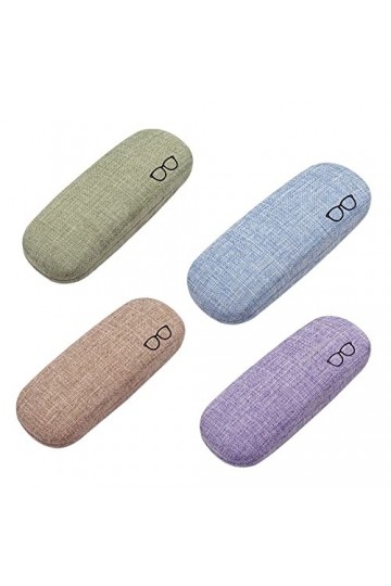 Hazrcvr Étui Lunettes 4 Pièces Étui Lunettes Rigide Étui à Lunettes en Lin Boite Lunettes Portable à Coque Rigide Étui Lunett