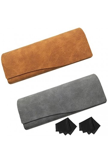 Etui Lunettes Souple, 2 Pièces Étuis à Lunettes Femme, Étui Rigide Lunette, Cuir Rétro Tendance Boîte de Protection de Lunett