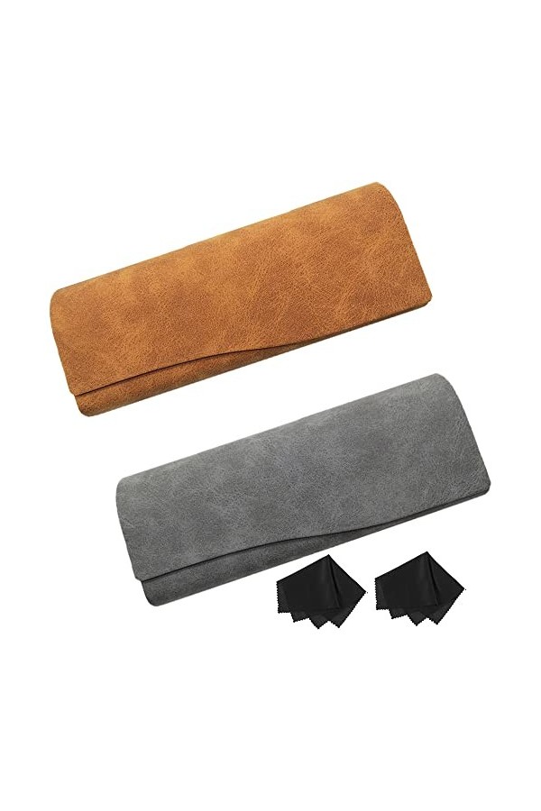 Etui Lunettes Souple, 2 Pièces Étuis à Lunettes Femme, Étui Rigide Lunette, Cuir Rétro Tendance Boîte de Protection de Lunett