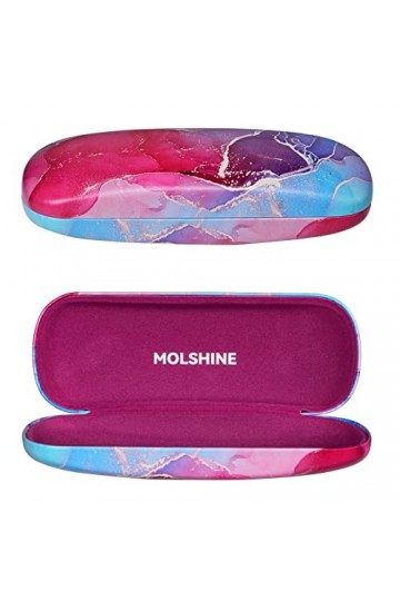 molshine étui à lunettes en cuir PU à coque rigide, étui à lunettes portable de voyage pour hommes femmes fille voyage étude 