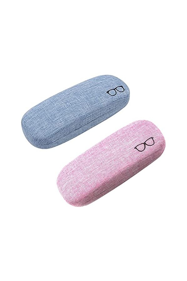 Yzswdox 2 Pièces Étuis à Lunettes, Étui à Lunettes Rigide, Étui à Lunettes en Lin, Métal Portable Pliable Étui à Lunettes, Ét