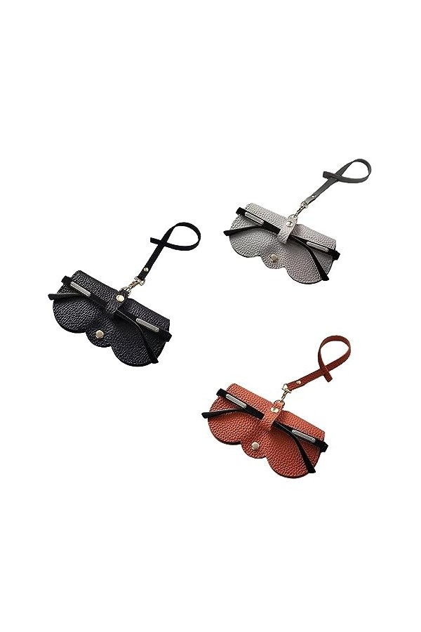 Lot de 3 étuis à lunettes de soleil en cuir à suspendre, étui à lunettes portable pour lunettes de soleil, étui à lunettes de