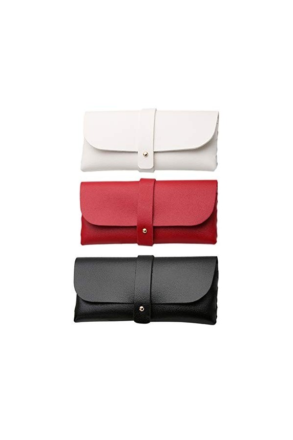 RDWESZOD Housse de lunettes, housse de lunettes de soleil portable pour femmes et hommes, lot de 3 Blanc 