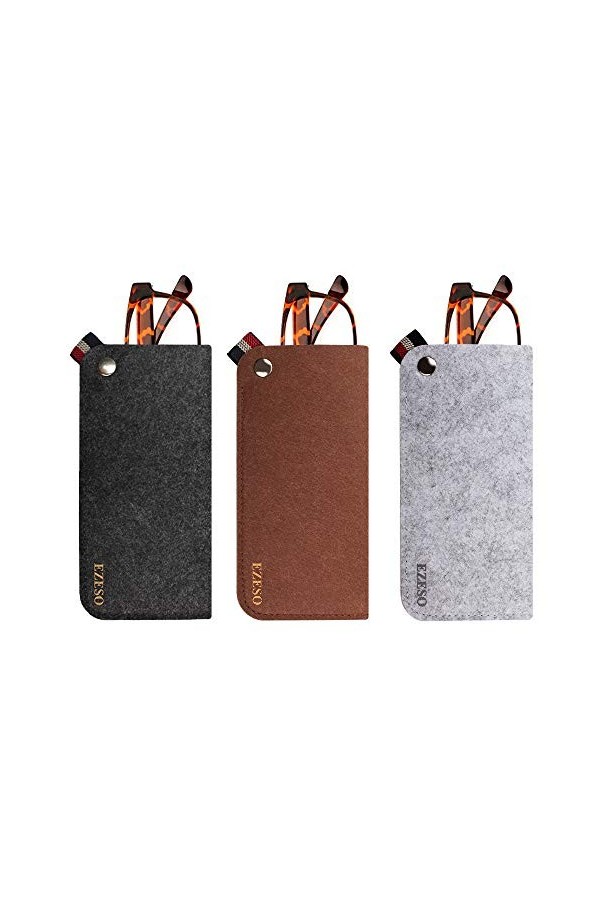 Lot de 3 sacs de rangement en feutre pour lunettes de soleil et lde vue - - Taille Unique