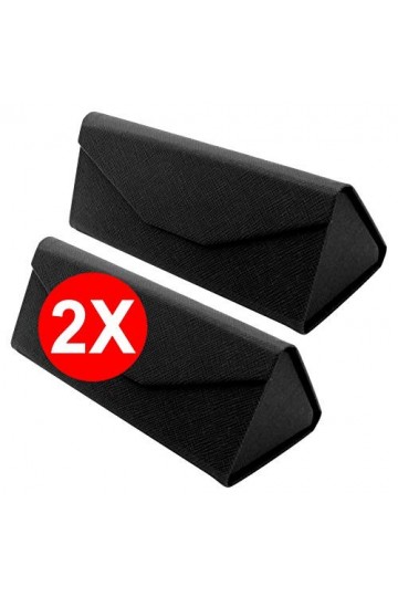 TBOC Étui Pliable Lunettes de Soleil - [Pack: 2 Unités] Boîte [Noire] Rigide [Triangulaire] avec [Fermeture Magnétique] Doubl