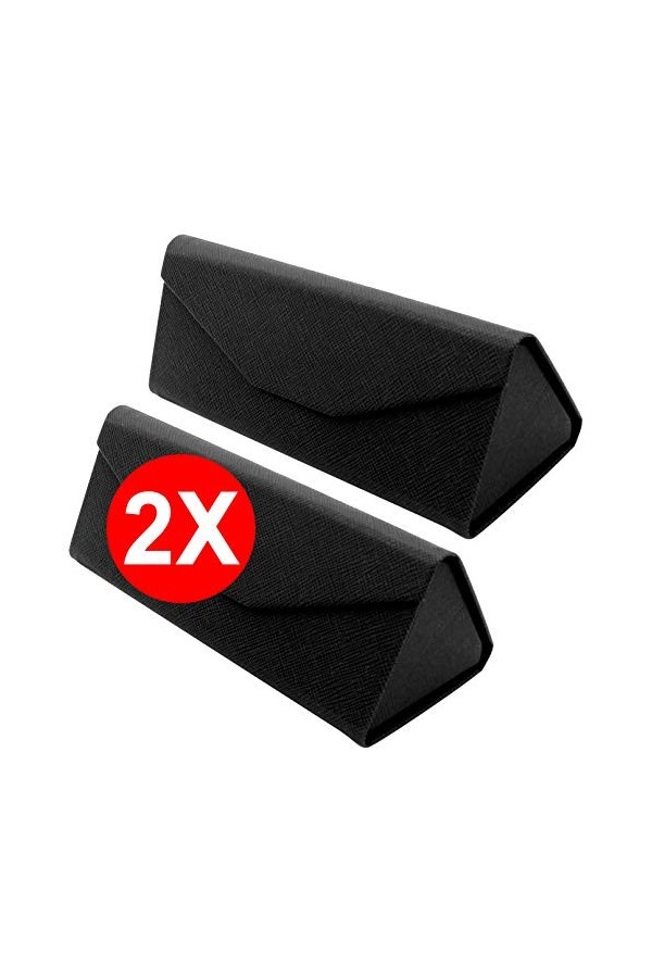 TBOC Étui Pliable Lunettes de Soleil - [Pack: 2 Unités] Boîte [Noire] Rigide [Triangulaire] avec [Fermeture Magnétique] Doubl