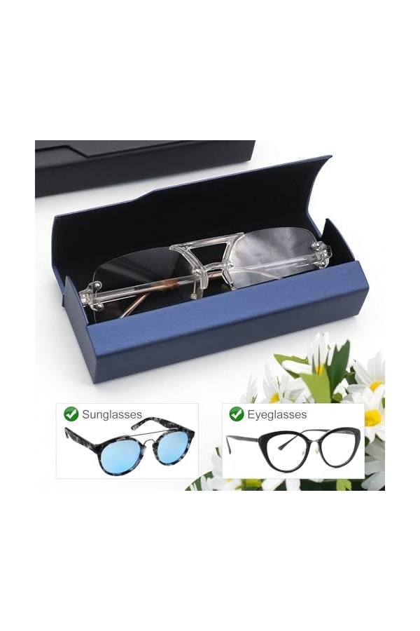 Générique 2 Pièces Etui Lunettes Rigide, Portable Boîte à Lunettes de Soleil en Cuir PU Étui de Protection Lunettes et Lunett