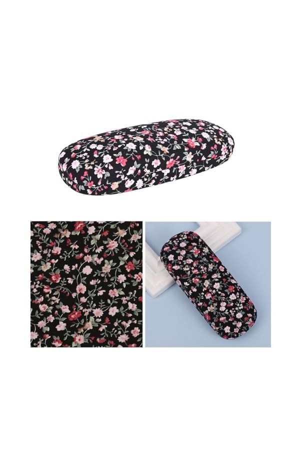 GiantGo Étui à lunettes en tissu floral rétro léger portable pour lunettes de lecture, lunettes de soleil, noir, Noir , taill