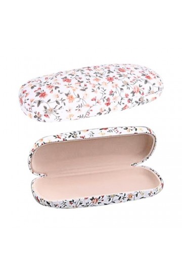 GiantGo Étui à lunettes en tissu floral rétro léger portable pour lunettes de lecture, lunettes de soleil, blanc, blanc, tail