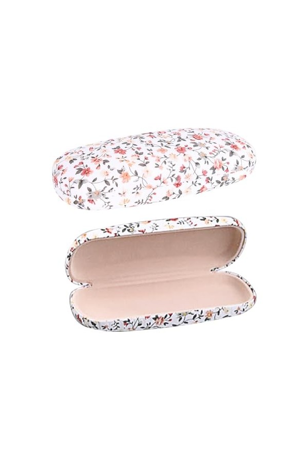 GiantGo Étui à lunettes en tissu floral rétro léger portable pour lunettes de lecture, lunettes de soleil, blanc, blanc, tail