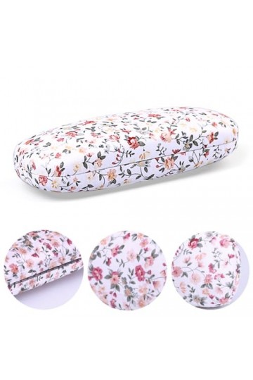 GiantGo Étui à lunettes en tissu floral rétro léger portable pour lunettes de lecture, lunettes de soleil, blanc, blanc, tail