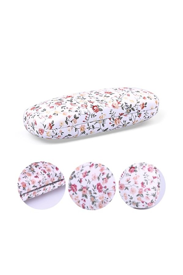 GiantGo Étui à lunettes en tissu floral rétro léger portable pour lunettes de lecture, lunettes de soleil, blanc, blanc, tail